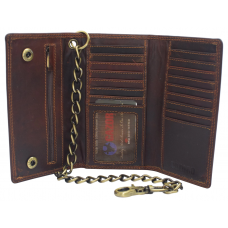Vintage Brown Trifold Chain Wallet
