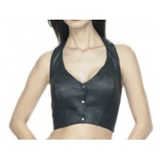 Leather Halter Top with Snaps