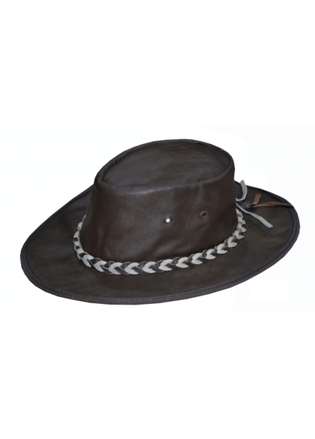 Brown Leather Outback Hat