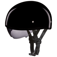 Gloss Black DOT Skull Cap w Retractable Shield