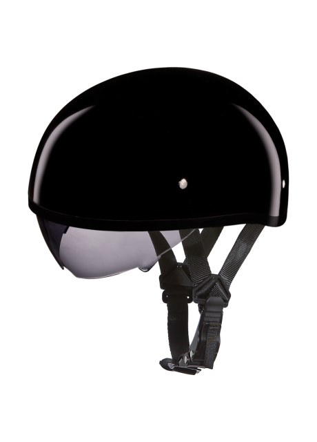 Gloss Black DOT Skull Cap w Retractable Shield