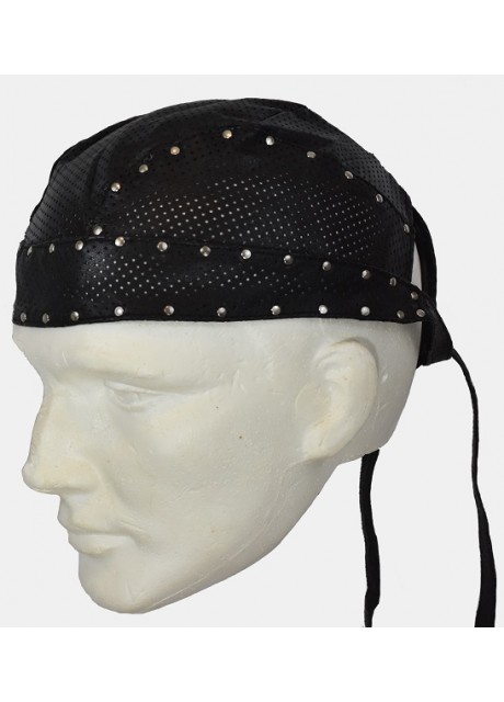 Perforated Leather Skull Cap with Studs